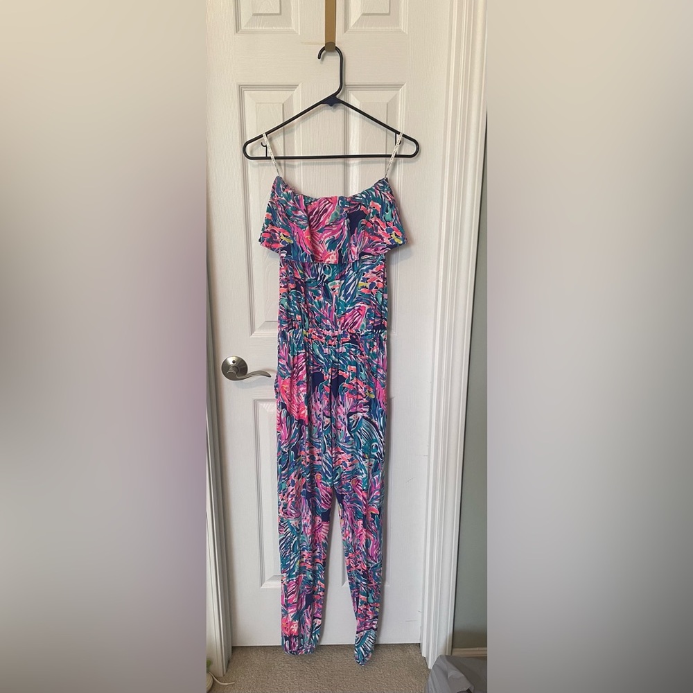 Lilly Pulitzer Ailsie Strapless Jumpsuit in True Blue - Picture 3 of 5